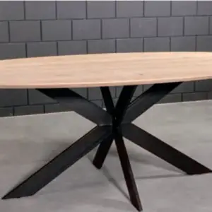 Ovale tafel eikenhout met verjongde rand