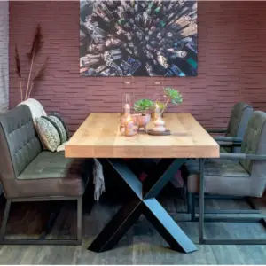 Eettafel eikenhout met X-poten