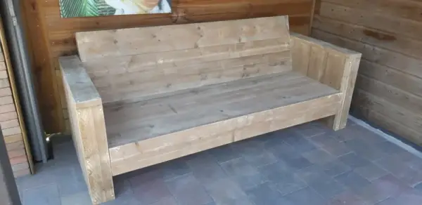 Loungebank van steigerhout met smalle armleuningen - Afbeelding 2