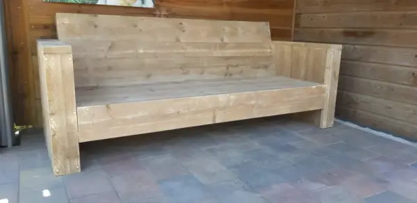 Loungebank van steigerhout met smalle armleuningen - Afbeelding 3