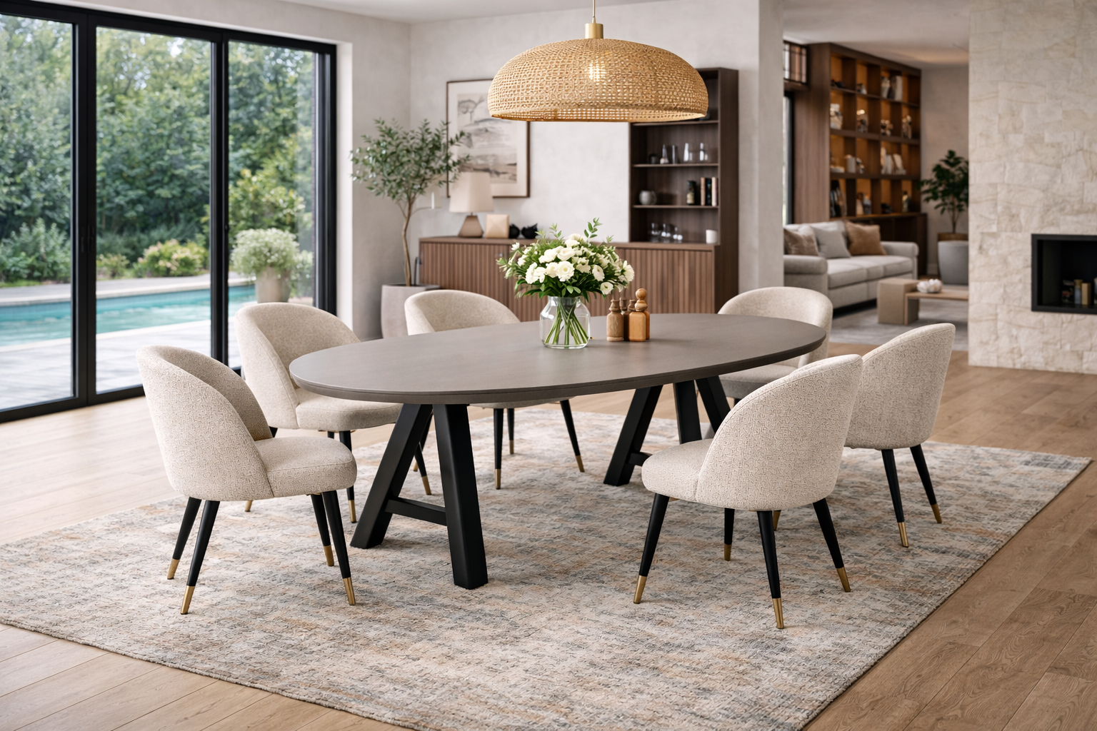 Deens ovale eettafel in HPL vingerprint proof