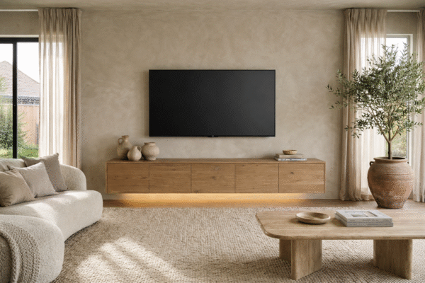 Eiken tv-meubel Madrid Zwevend