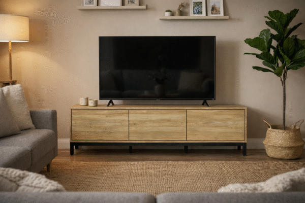 Eiken tv-meubel Parijs op stalen onderstel