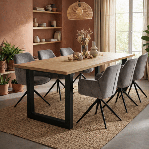 Industriële tafel van eikenhout