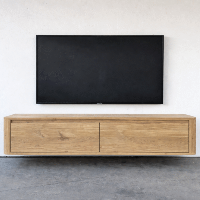 Massief eiken curved tv meubel met ronde hoeken