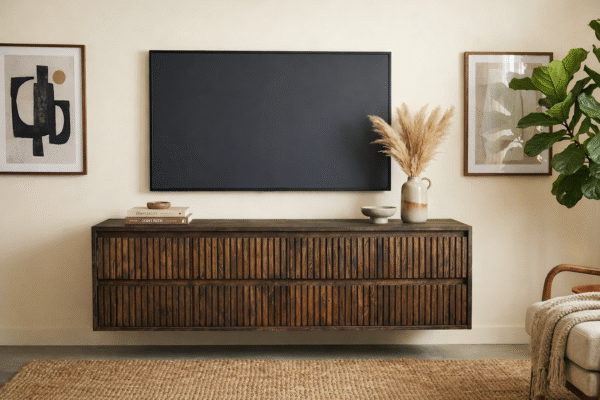 Massief eiken tv meubel ribbelfront softclose lades