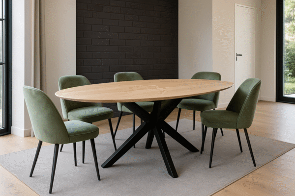 Ovale tafel eikenhout met verjongde rand