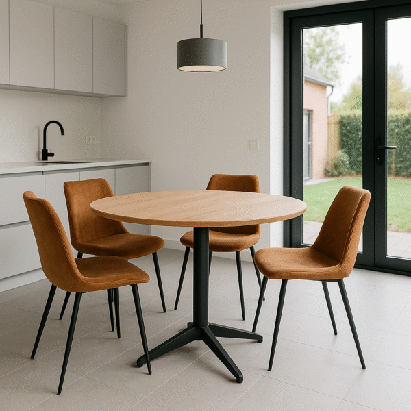 Ronde tafel eikenhout met verjongde rand