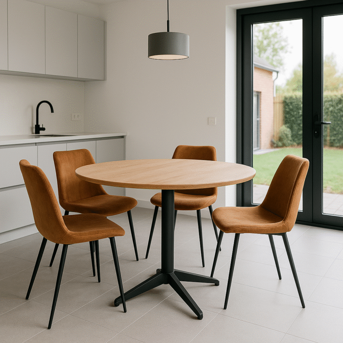 Ronde tafel eikenhout met verjongde rand