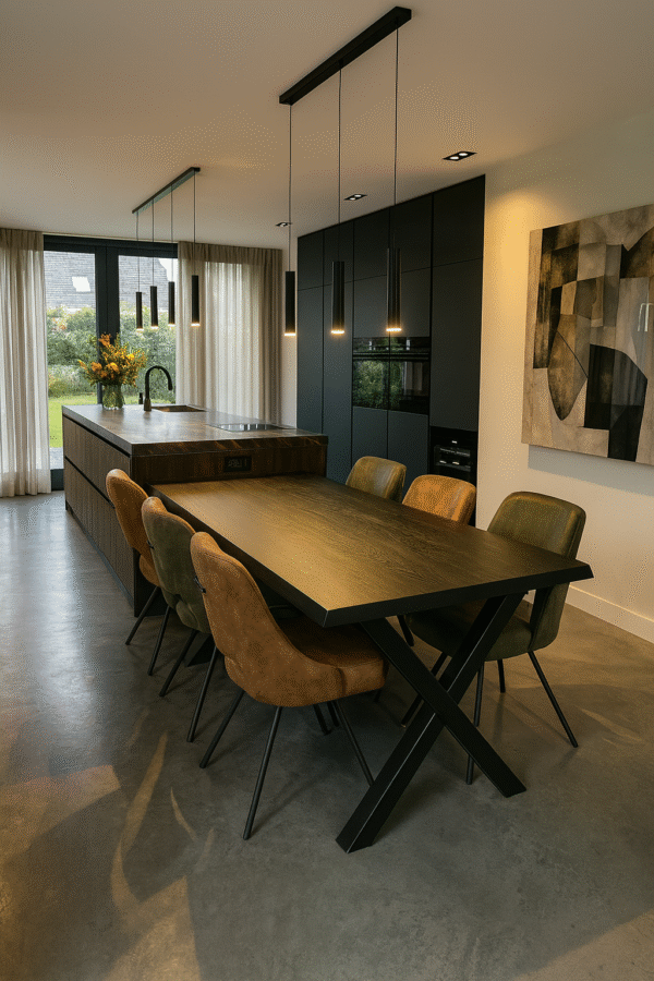 Zwart eikenblad met X-Poten