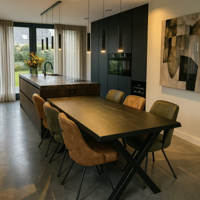 Zwart eikenblad met X-Poten