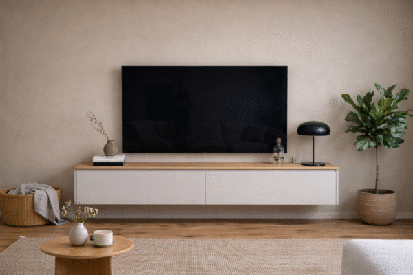 Zwevend eikenhouten tv meubel met lades | Haarlem