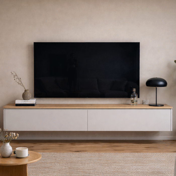 Zwevend eikenhouten tv meubel met lades | Haarlem