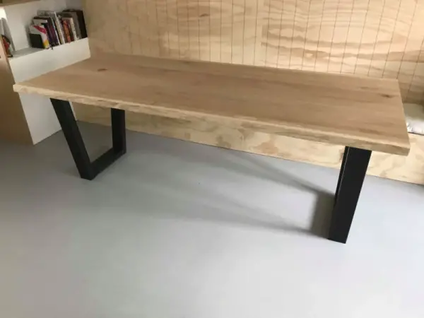 Industriële eettafel, Eiken, U-poten - Afbeelding 2
