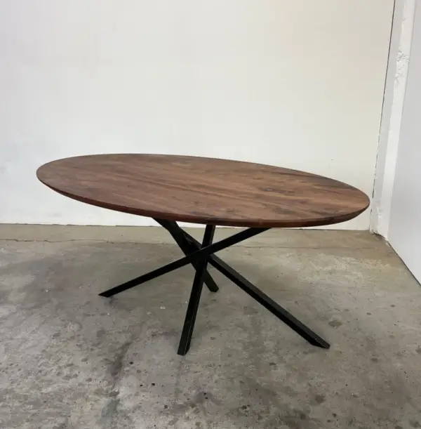 Ovale eettafel massief notenhout op twistpoot | olie - Afbeelding 3