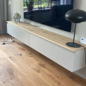 Zwevend eikenhouten tv meubel met lades | Haarlem