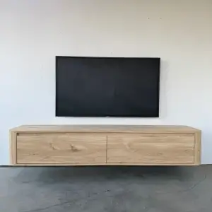 Massief eiken curved tv meubel met ronde hoeken