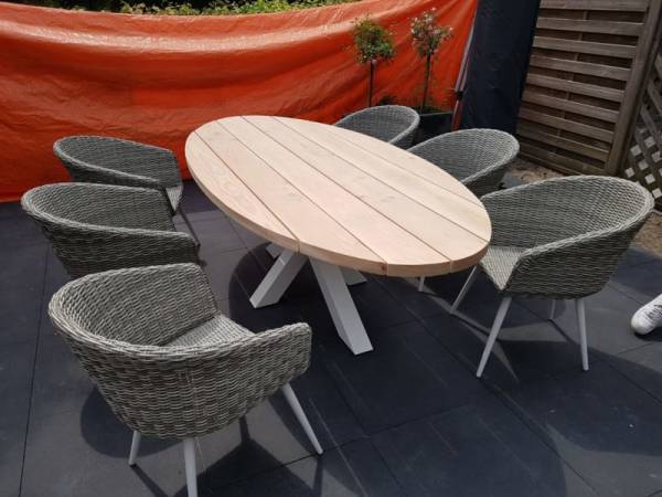 Ovale tuintafel van douglashout - Afbeelding 2