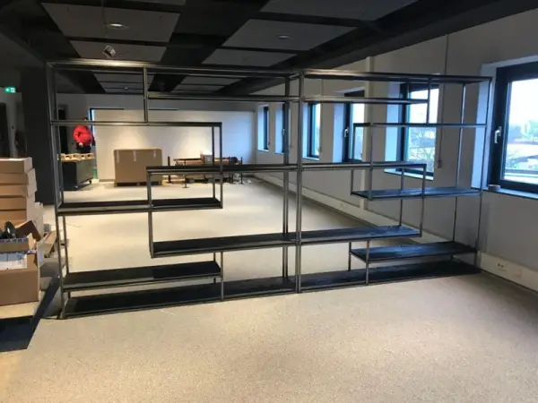 Zwarte industriële kast, Staal met hout - Afbeelding 11