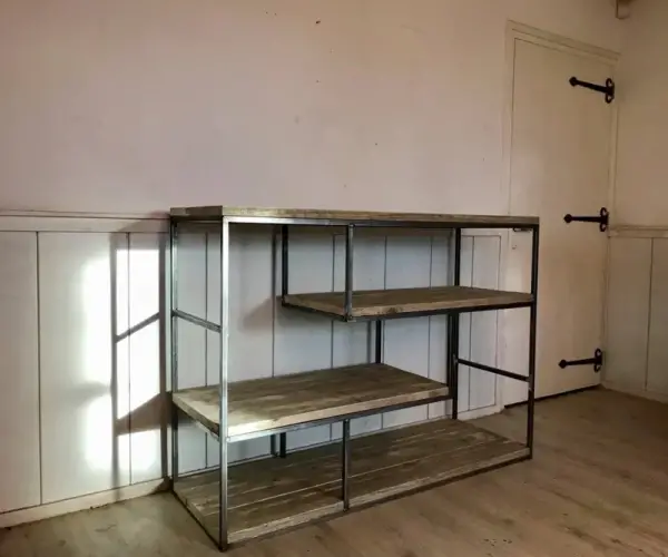 Stalen kast met Steigerhouten inleg - Afbeelding 2