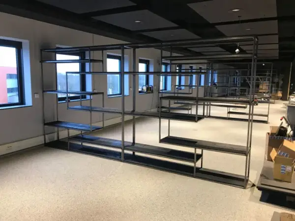 Zwarte industriële kast, Staal met hout - Afbeelding 8