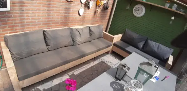 Loungebank van steigerhout met smalle armleuningen - Afbeelding 5