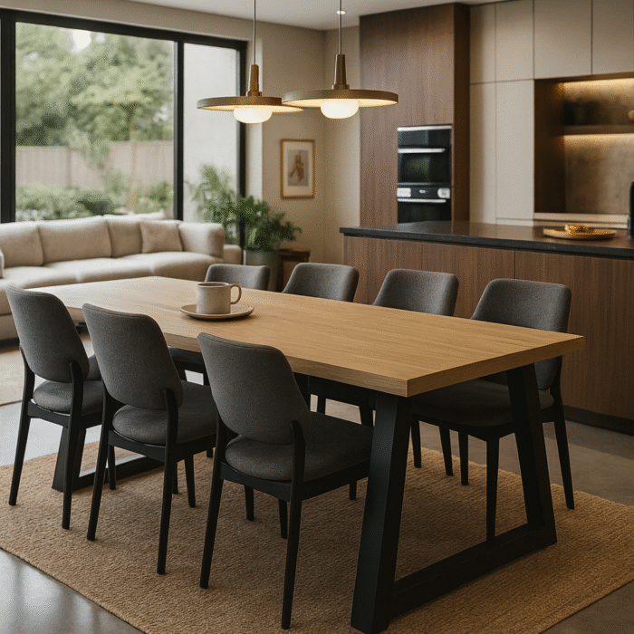 Eettafel eikenhout A-poten