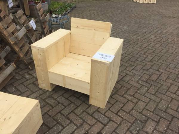 Stoel steigerhout brede leuning - Afbeelding 2