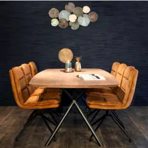 Eikenhouten tafel Deens ovaal met verjongde rand op Rex Long onderstel