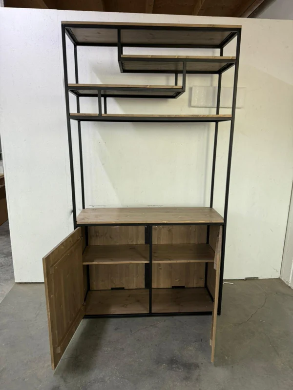 Stalen kast met hout 2 softclose deuren