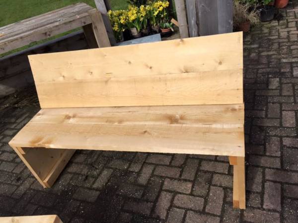 Steigerhouten bank met rugleuning - Afbeelding 2