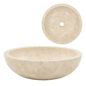 waskom marmer rond 40x12cm creme