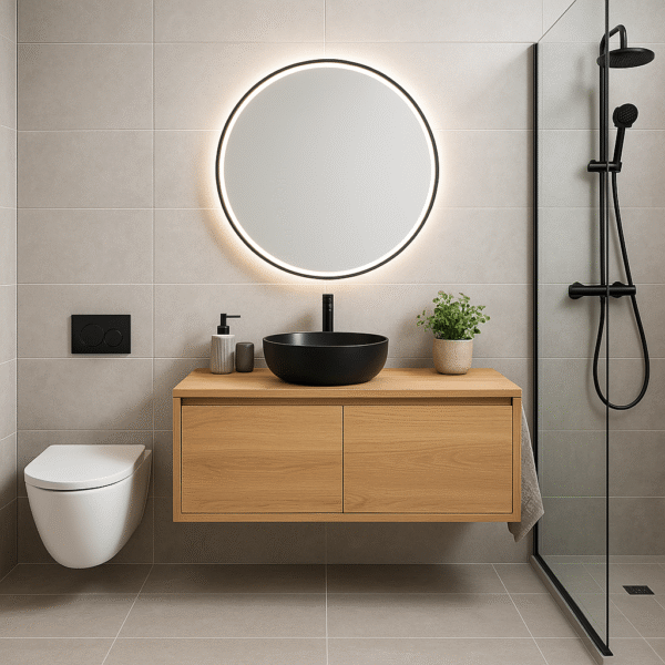 Badkamer meubel met 2 hoge lades 45cm van massief eiken | Groningen