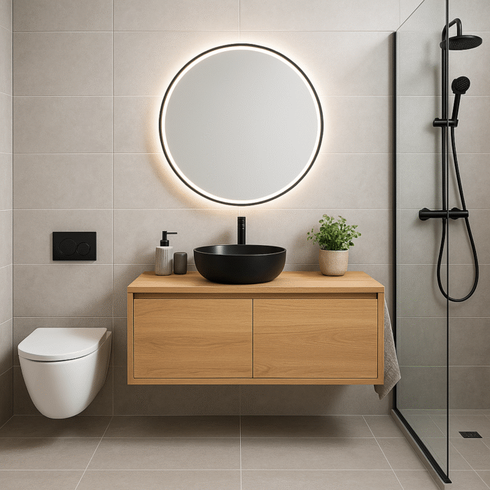 Badkamer meubel met 2 hoge lades 45cm van massief eiken | Groningen