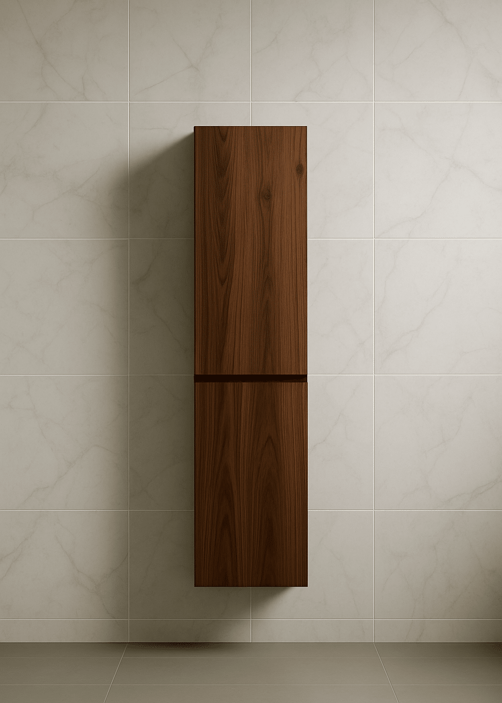 Badkamerkast zwevend met 2 softclose deuren massief noten 2cm | Tilburg