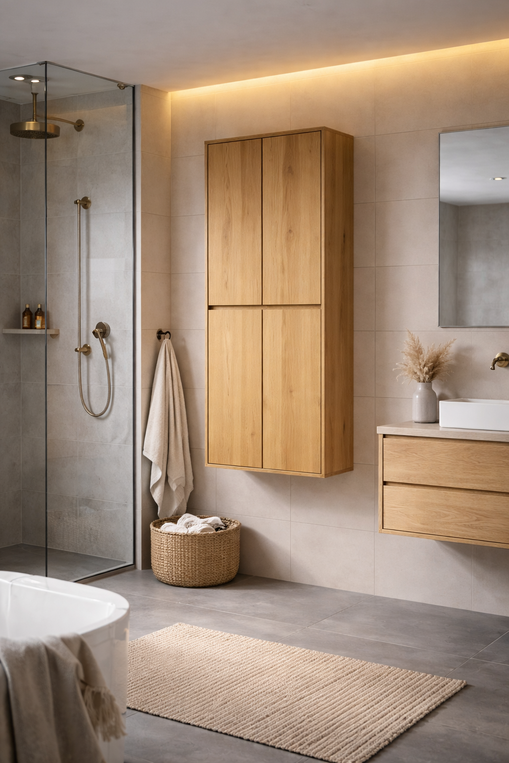 Badkamerkast zwevend met 4 softclose deuren