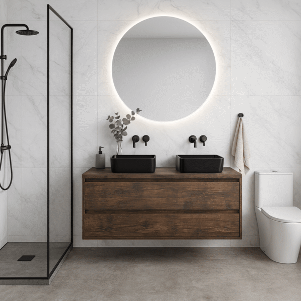 Badmeubel met 2 eiken lades zwevend charcoal | Amsterdam