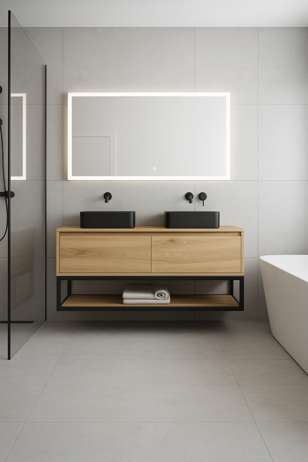 Badmeubelmassief eiken zwevend | Leeuwarden