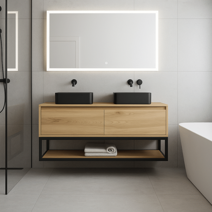 Badmeubelmassief eiken zwevend | Leeuwarden