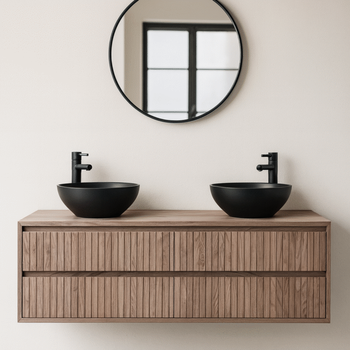 Noten Badkamermeubel met 4 Ribbelfront Lades | Bussum