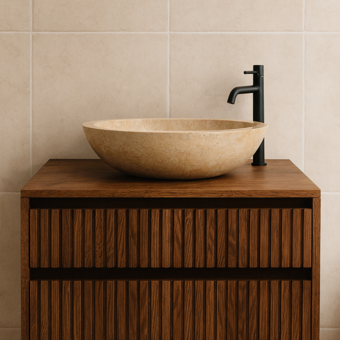 Eiken wastafel onderkast met 2 ribbelfront lades | Amsterdam