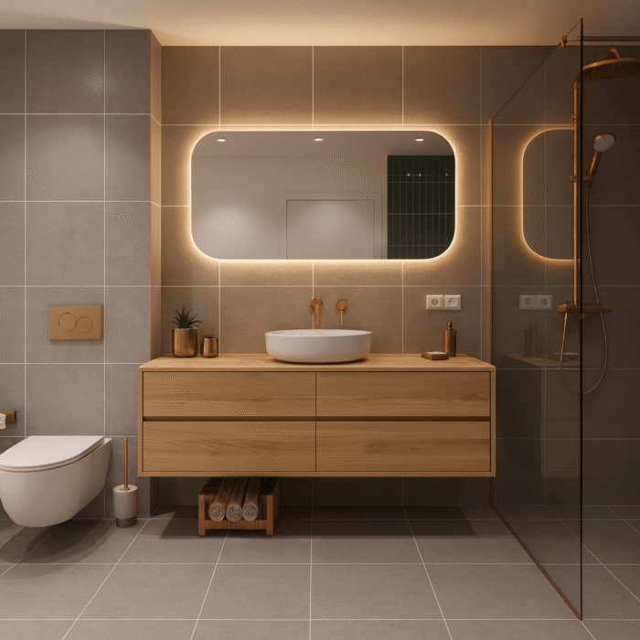 Eiken badkamermeubel 4 lades zwevend | Haarlem