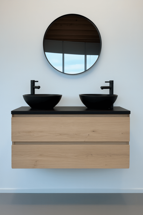 Eiken badkamermeubel Soest met melamine topblad