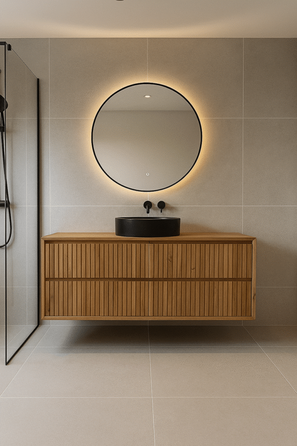 Eiken badkamermeubel met ribbelfront | Bussum