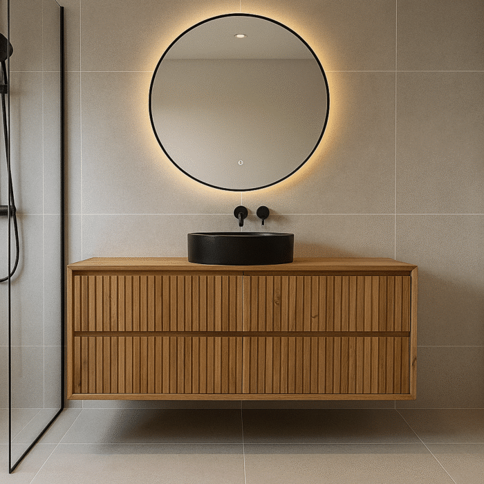 Eiken badkamermeubel met ribbelfront | Bussum