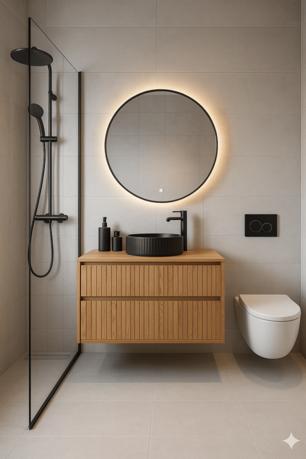 Eiken badmeubel met ribbbelfront 2 lades | Amsterdam