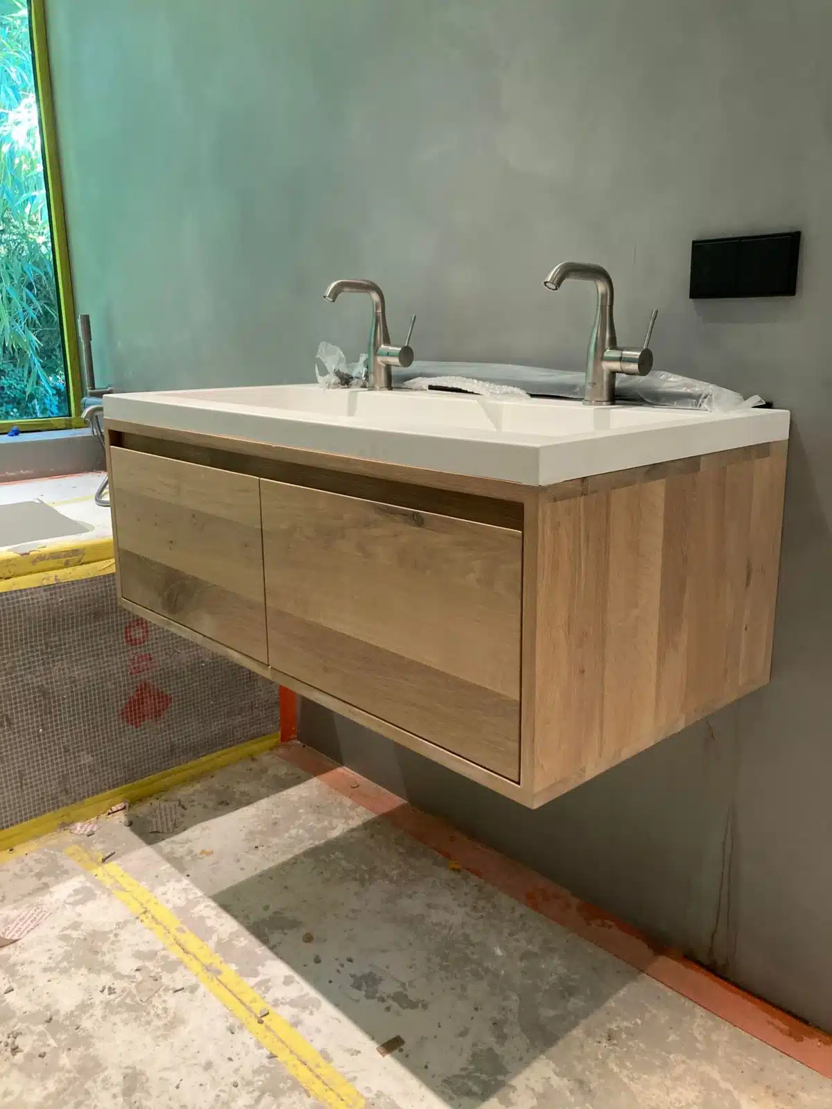 Eiken wastafelmeubel 2 lades | Groningen - Afbeelding 2