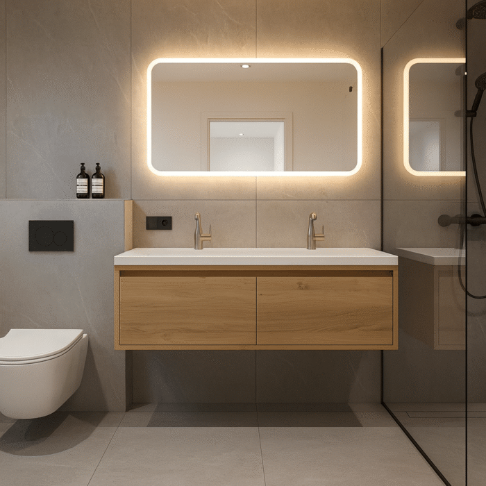 Eiken wastafelmeubel 2 lades | Groningen