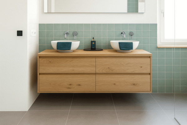 Eiken wastafelmeubel met 4 lades en 4 cm topblad | Amsterdam