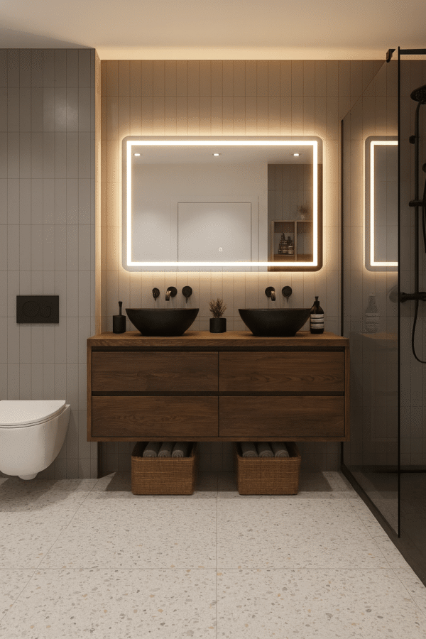 Massief eiken badkamermeubel met boomkant blad | Amsterdam